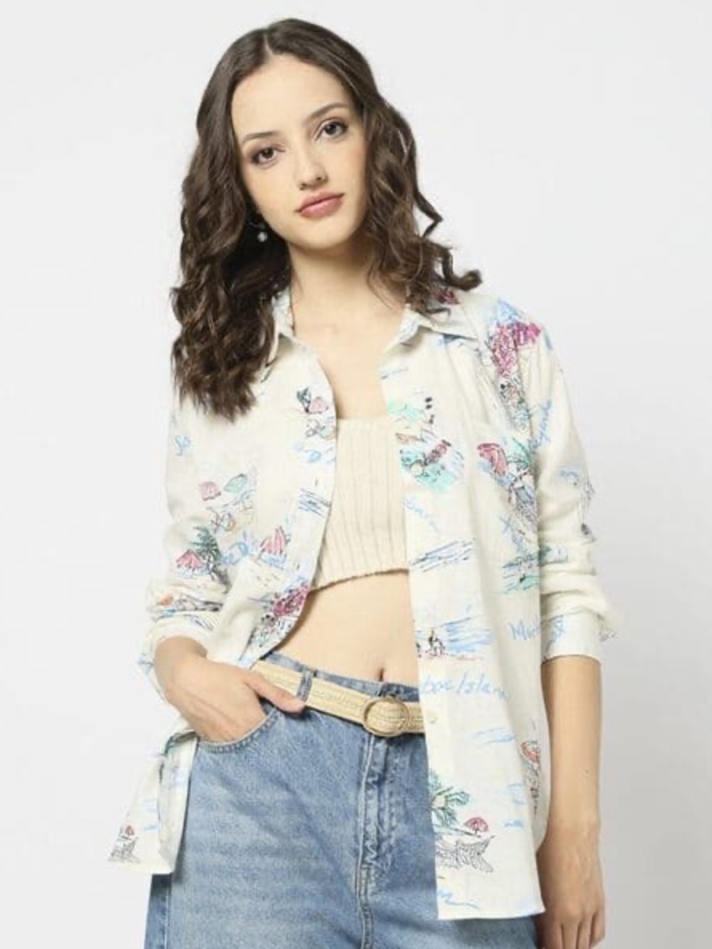 Gap easy linen blend beach vacay tropical long sleeve button down shirt Large - Picture 3 of 10